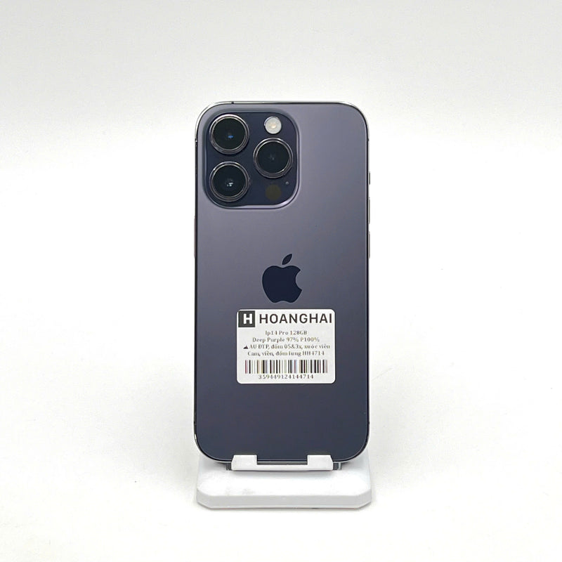 iPhone 14 Pro 128GB Tím 97% pin 100% Quốc tế từ AU (Không dùng sim AU - Đã thay pin - Đốm camera 0.5x/3x, máy xước, đốm lưng) - HH4714