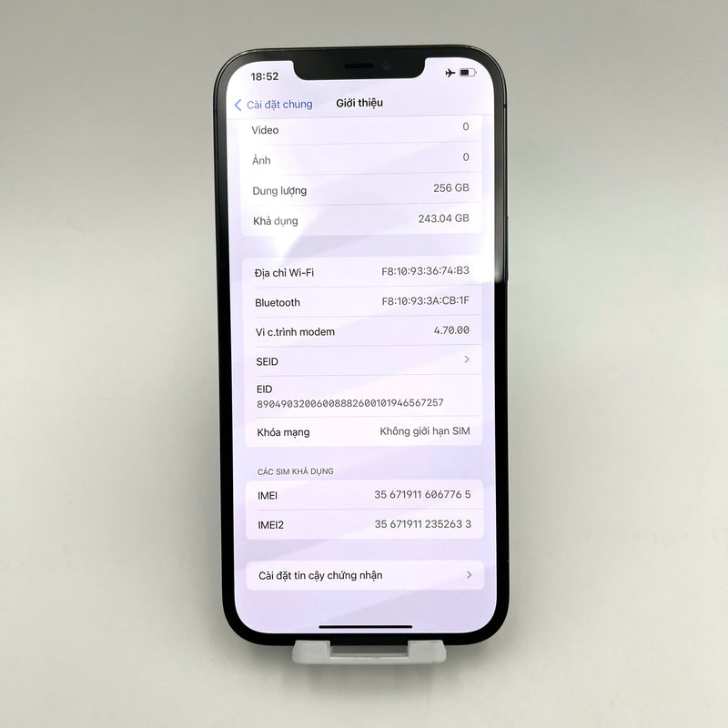 iPhone 12 Pro Max 256GB Xanh Dương 98% pin 85%  Máy đã trả hết tiền mạng dùng như Quốc tế Apple (xước viền, ám mặt lưng) - HH7765