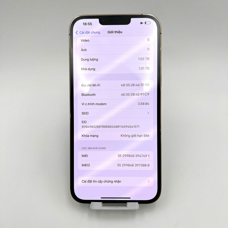 iPhone 13 Pro Max 1TB Vàng 98% pin 89%  Quốc tế Apple (Đốm camera 3x, viền xước) - HH7491