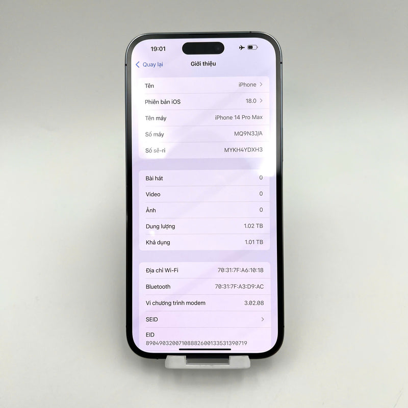 iPhone 14 Pro Max 1TB Tím 98% pin 89%  Quốc tế từ SB (Không dùng sim SB - Đốm camera 3x , xước sơn viền) - HH4693