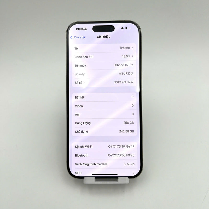 iPhone 15 Pro 256GB Tự Nhiên 99% pin 86%  Quốc tế Apple  - HH5344