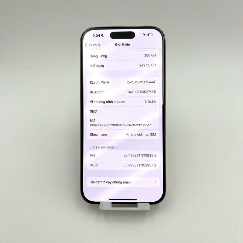 iPhone 15 Pro 256GB Tự Nhiên 99% pin 86%  Quốc tế Apple  - HH5344