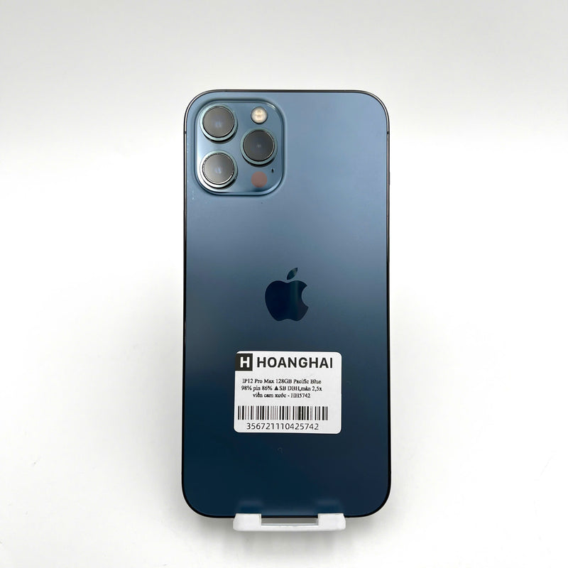 iPhone 12 Pro Max 128GB Xanh Dương 98% pin 86%  DBH Quốc tế từ SB (Không dùng sim SB - Đốm camera 2.5x, viền camera xước) - HH5742