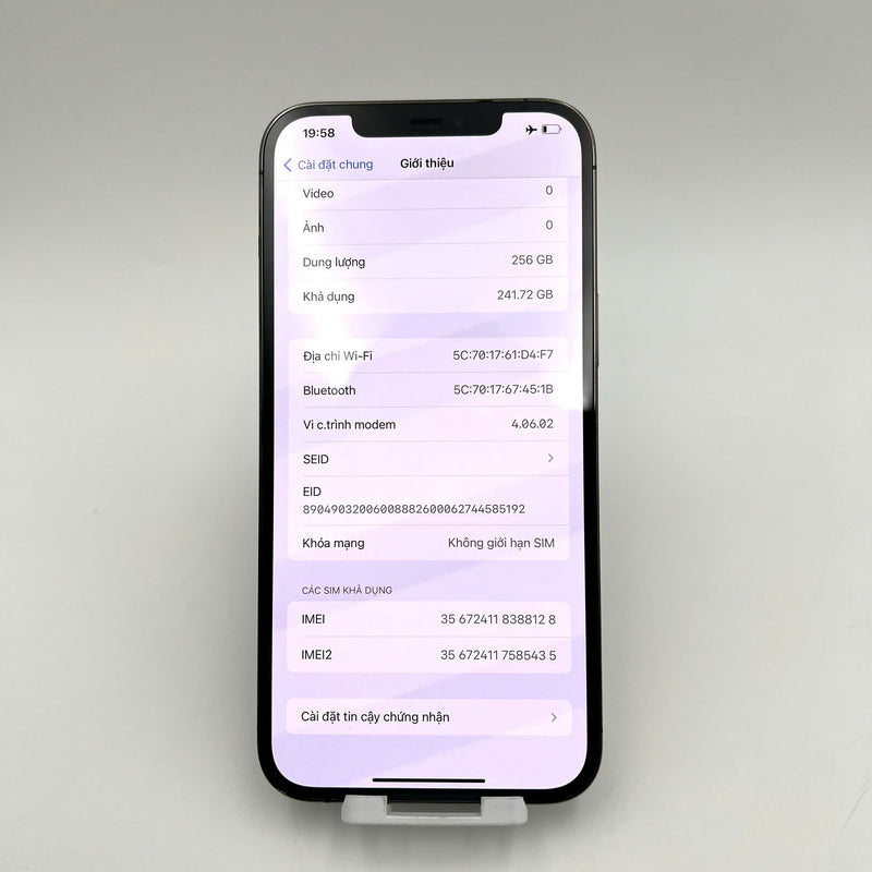 iPhone 12 Pro Max 256GB Đen 98% pin 85%  Quốc tế từ SB (Không dùng sim SB - Đốm camera 2.5x, viền ám xước, màn xước) - HH8128