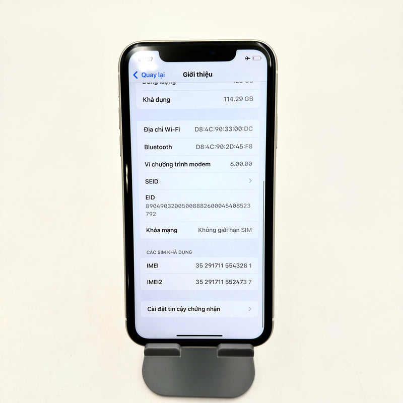 iPhone 11 128GB Trắng 98% pin 86%  Máy đã trả hết tiền mạng dùng như Quốc tế Apple  - HH3281