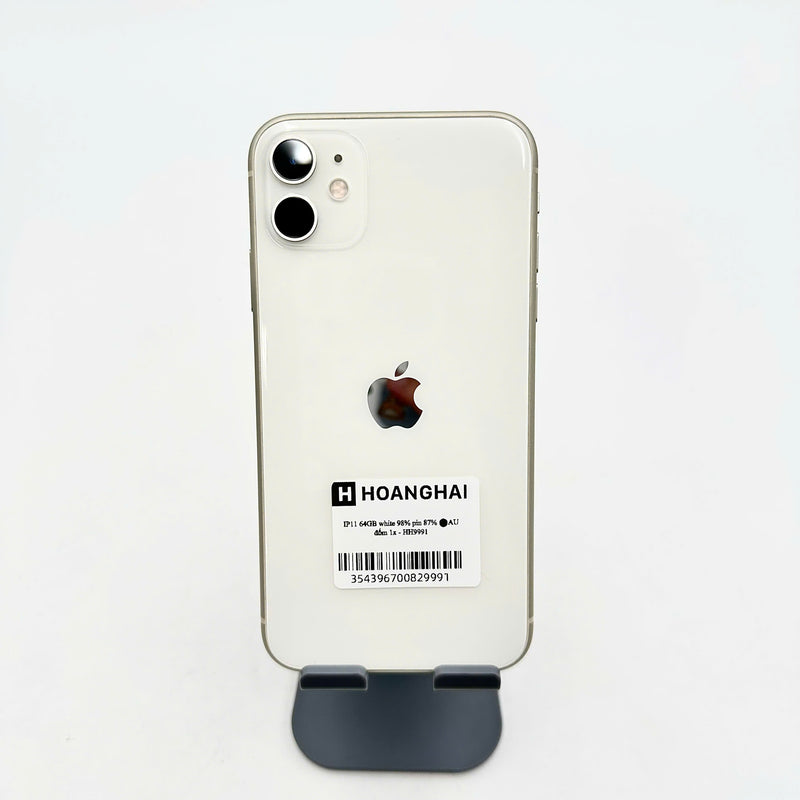 iPhone 11 64GB Trắng 98% pin 87%  Máy đã trả hết tiền mạng dùng như Quốc tế Apple (Đốm camera 1x) - HH9991