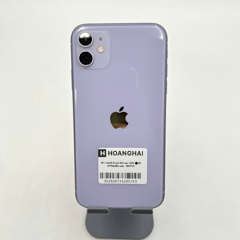 iPhone 11 64GB Tím 98% pin 100% Máy đã trả hết tiền mạng dùng như Quốc tế Apple (Đã thay pin, đốm màn) - HH5743