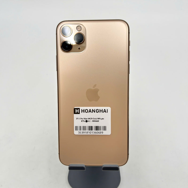 iPhone 11 Pro Max 64GB Vàng 98% pin 87%  Máy đã trả hết tiền mạng dùng như Quốc tế Apple  - HH0689