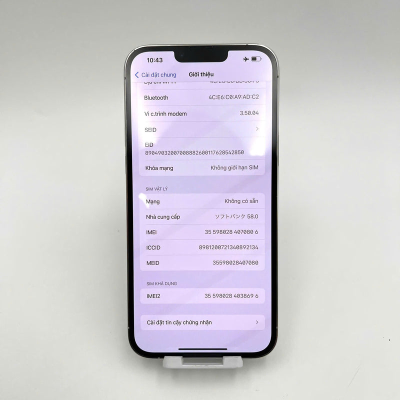 iPhone 13 Pro Max 256GB Bạc 97% pin 86%  Máy đã trả hết tiền mạng dùng như Quốc tế Apple (Đốm camera 3x, sứt viền) - HH0806