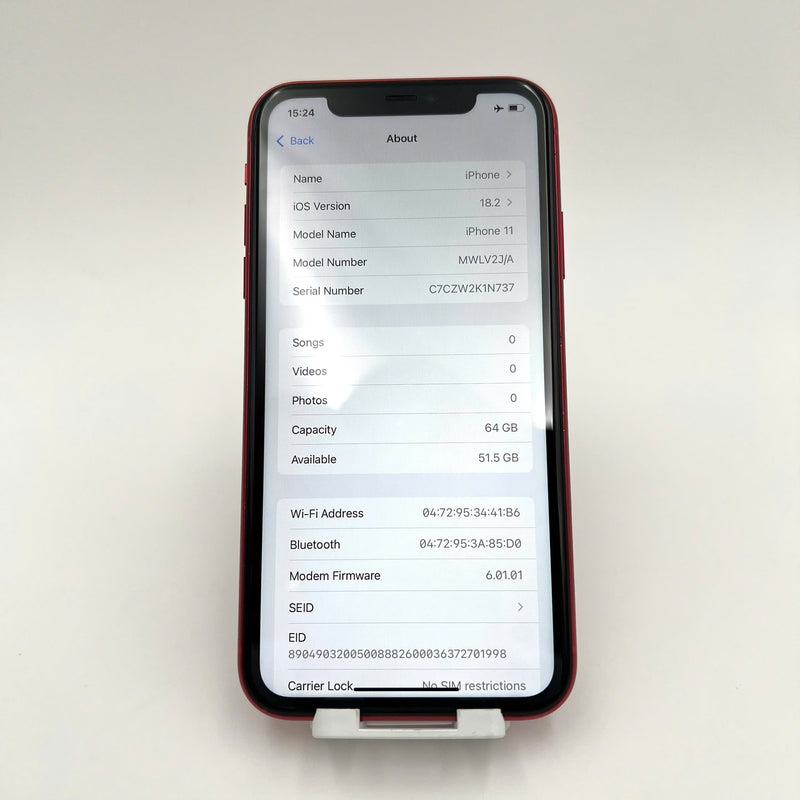 iPhone 11 64GB Đỏ 97% pin 100% Máy đã trả hết tiền mạng dùng như Quốc tế Apple (Đã thay pin - Đốm camera 1x, đốm màn, máy xước) - HH3115