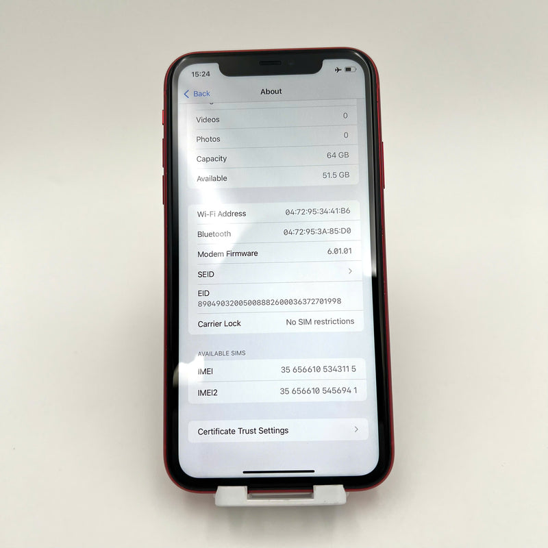 iPhone 11 64GB Đỏ 97% pin 100% Máy đã trả hết tiền mạng dùng như Quốc tế Apple (Đã thay pin - Đốm camera 1x, đốm màn, máy xước) - HH3115
