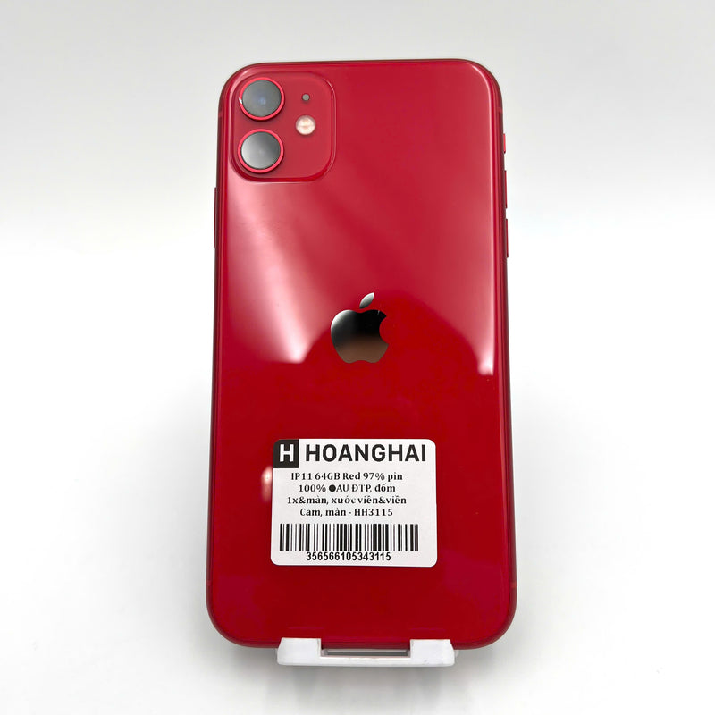 iPhone 11 64GB Đỏ 97% pin 100% Máy đã trả hết tiền mạng dùng như Quốc tế Apple (Đã thay pin - Đốm camera 1x, đốm màn, máy xước) - HH3115