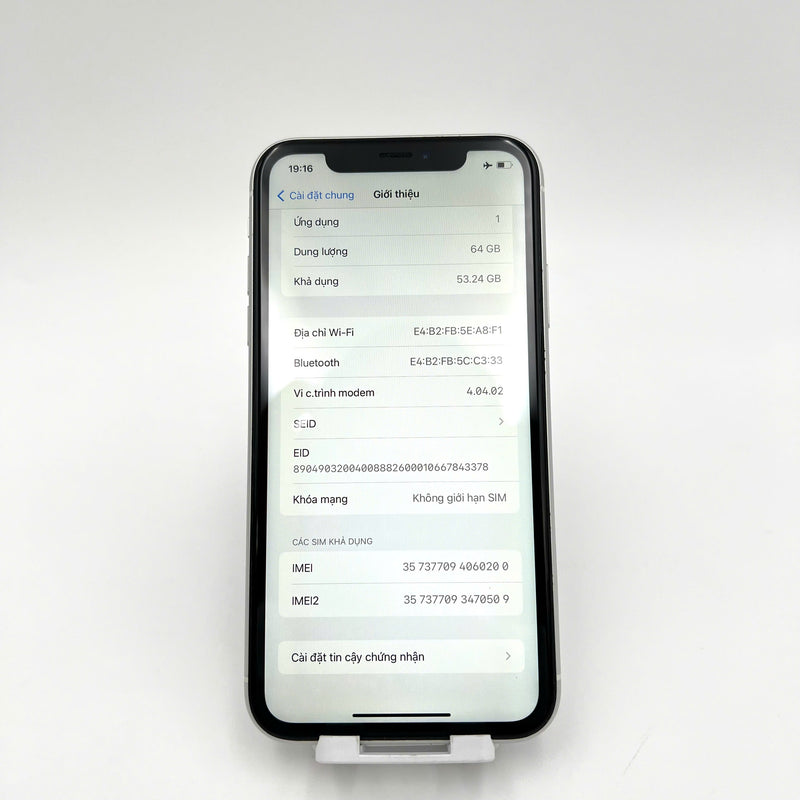 iPhone XR 64GB Trắng 98% pin 100% Máy đã trả hết tiền mạng dùng như Quốc tế Apple (Đã thay pin - Đốm camera 1x, Đốm màn, xước viền) HH0200