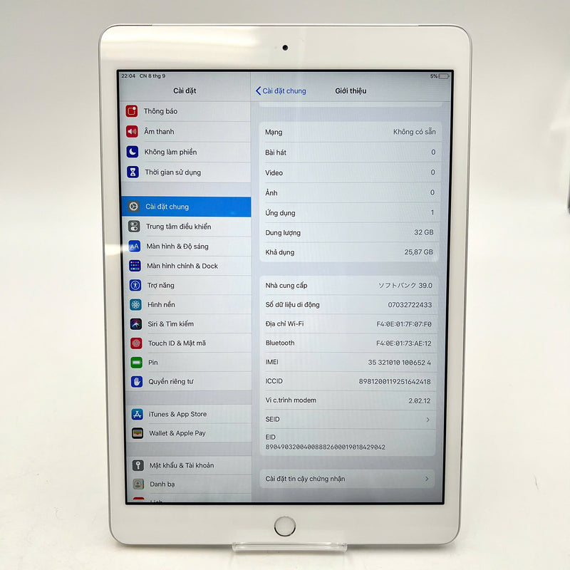 iPad Gen 7 2019 10.2in 32GB Bạc 4G + Wifi 98% pin 98% từ SB (Mặt lưng xước nhẹ)