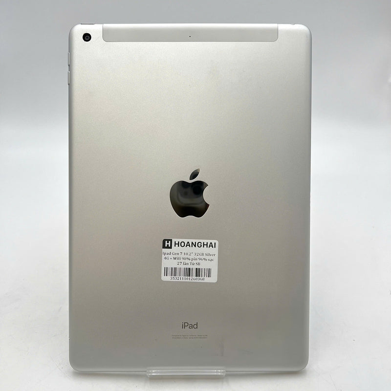 iPad Gen 7 2019  10.2in 32GB Bạc 4G + Wifi 98% pin 96% sạc 27 lần Từ SB