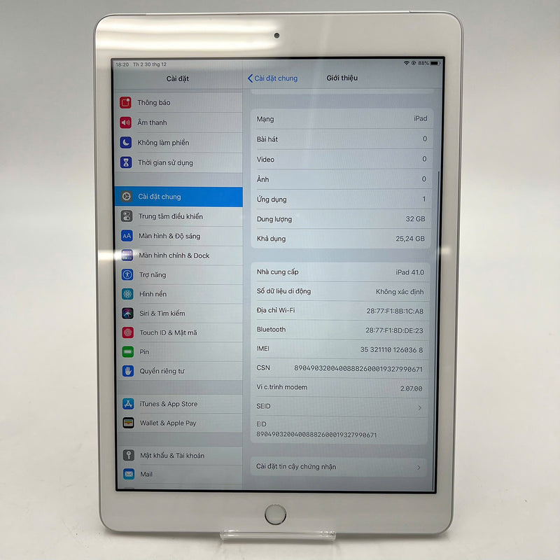 iPad Gen 7 2019  10.2in 32GB Bạc 4G + Wifi 98% pin 96% sạc 27 lần Từ SB