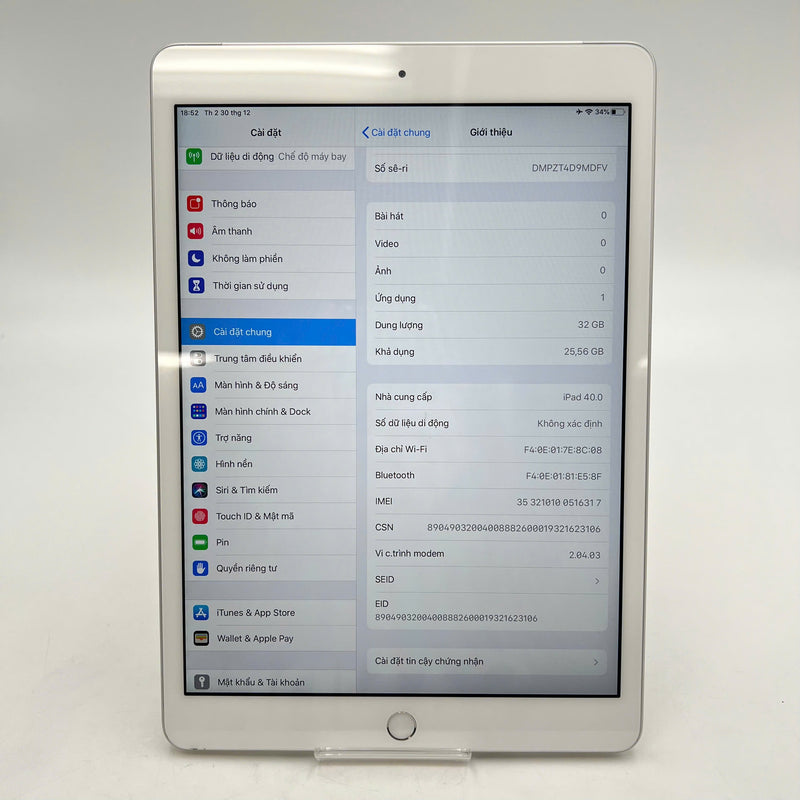 iPad Gen 7 2019  10.2in 32GB Bạc 4G + Wifi 98% pin từ 95% từ SB (xước mặt lưng)