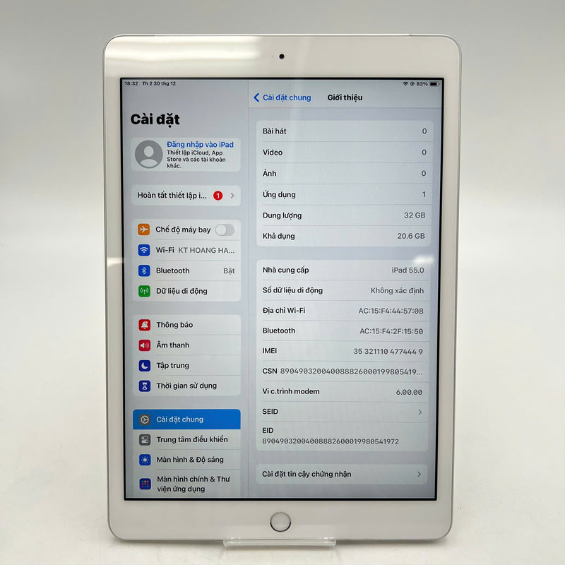 iPad Gen 7 2019  10.2in 32GB Bạc 4G + Wifi 98% pin 89% từ SB sạc 104 lần