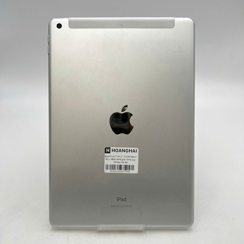 iPad Gen 7 2019  10.2in 32GB Bạc 4G + Wifi 98% pin 93% từ SB sạc 58 lần