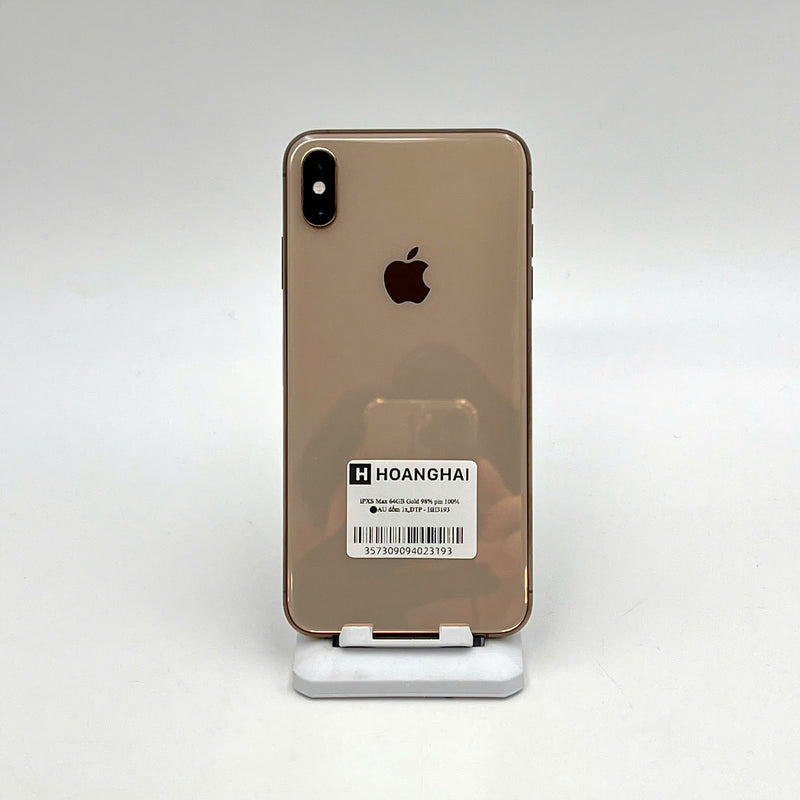 iPhone XS Max 64GB Vàng 98% pin 100% Máy đã trả hết tiền mạng dùng như Quốc tế Apple (Đã thay pin - Đốm camera 1x) - HH3193