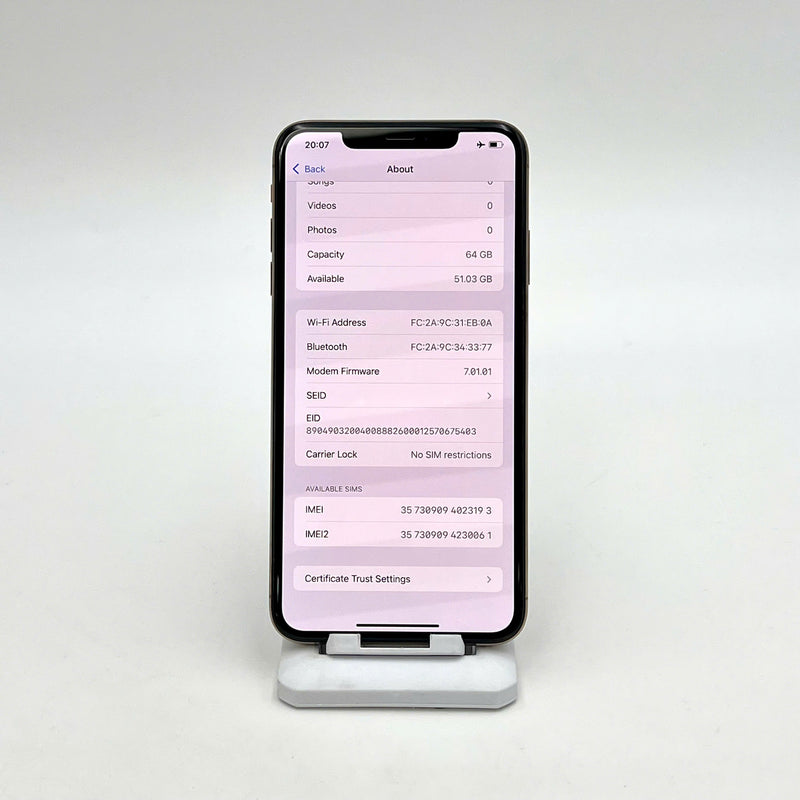 iPhone XS Max 64GB Vàng 98% pin 100% Máy đã trả hết tiền mạng dùng như Quốc tế Apple (Đã thay pin - Đốm camera 1x) - HH3193