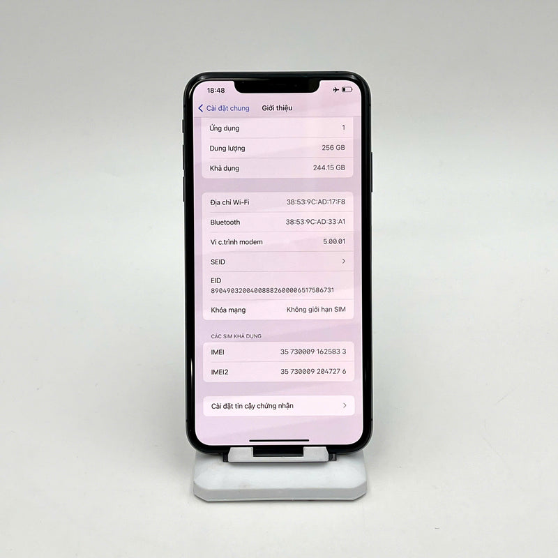 iPhone XS Max 256GB Đen 98% pin 100% Máy đã trả hết tiền mạng dùng như Quốc tế Apple (Đã thay pin - Đốm camera 1x, xước viền, mặt lưng) - HH5833