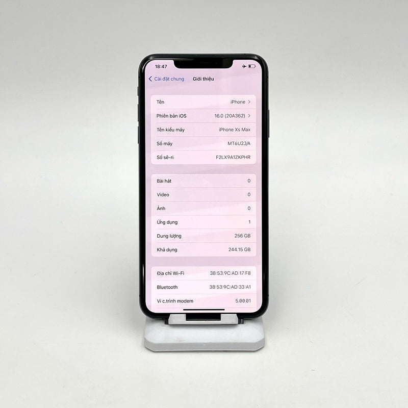 iPhone XS Max 256GB Đen 98% pin 100% Máy đã trả hết tiền mạng dùng như Quốc tế Apple (Đã thay pin - Đốm camera 1x, xước viền, mặt lưng) - HH5833