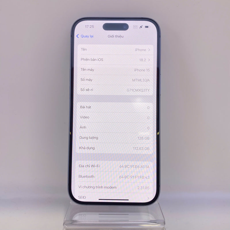 iPhone 15 128GB Xanh Dương 99% pin 100% Quốc tế từ DCM (Không dùng sim DCM - sạc 34 lần) - HH9389