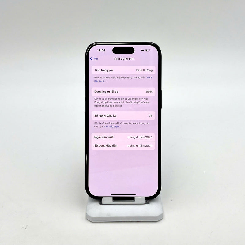 iPhone 15 128GB Đen 98% pin 99%  DBH Quốc tế từ SB (Không dùng sim SB - viền camera sứt nhẹ)  - HH9771