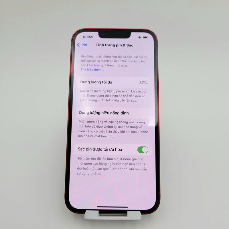 iPhone 13 128GB Đỏ 98% pin 87%  Máy đã trả hết tiền mạng dùng như Quốc tế Apple  - HH8695