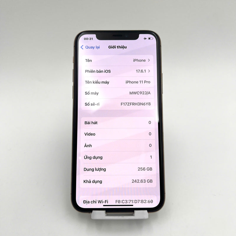 iPhone 11 Pro 256GB Vàng 98% pin từ 85%  Máy đã trả hết tiền mạng dùng như Quốc tế Apple (Đốm camera 1x)