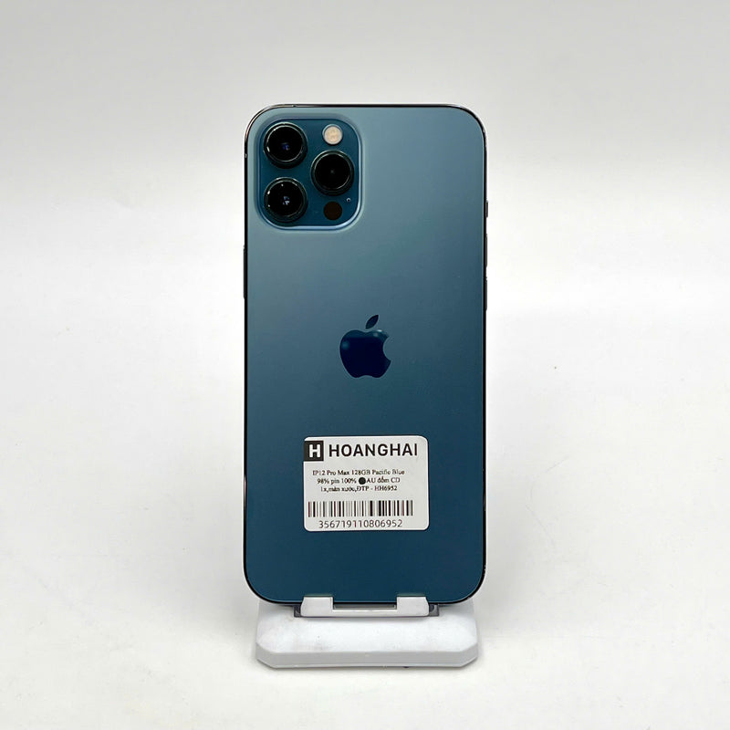 iPhone 12 Pro Max 128GB Xanh Dương 98% pin 100% Máy đã trả hết tiền mạng dùng như Quốc tế Apple (Đã thay pin - Đốm camera chân dung 1x, màn xước) - HH6952