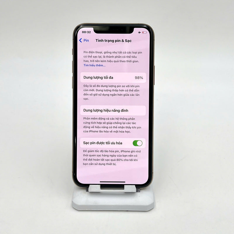 iPhone 11 Pro 64GB Vàng 98% pin 98%  Máy đã trả hết tiền mạng dùng như Quốc tế Apple (Đã thay pin - Đốm camera 1x/2x) - HH7274