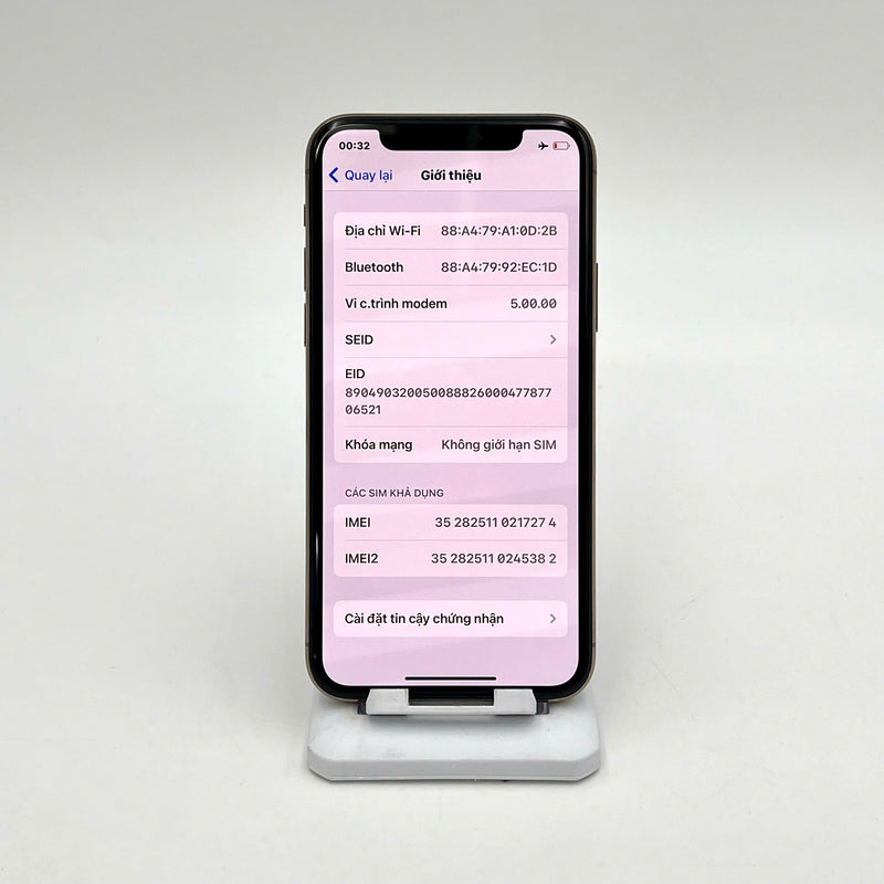 iPhone 11 Pro 64GB Vàng 98% pin 98%  Máy đã trả hết tiền mạng dùng như Quốc tế Apple (Đã thay pin - Đốm camera 1x/2x) - HH7274