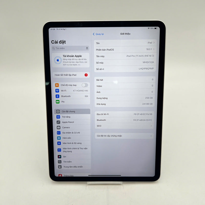 iPad Pro 2021 11in 256GB Bạc Wifi 98% pin 100% Sạc 182 lần (xước viền)