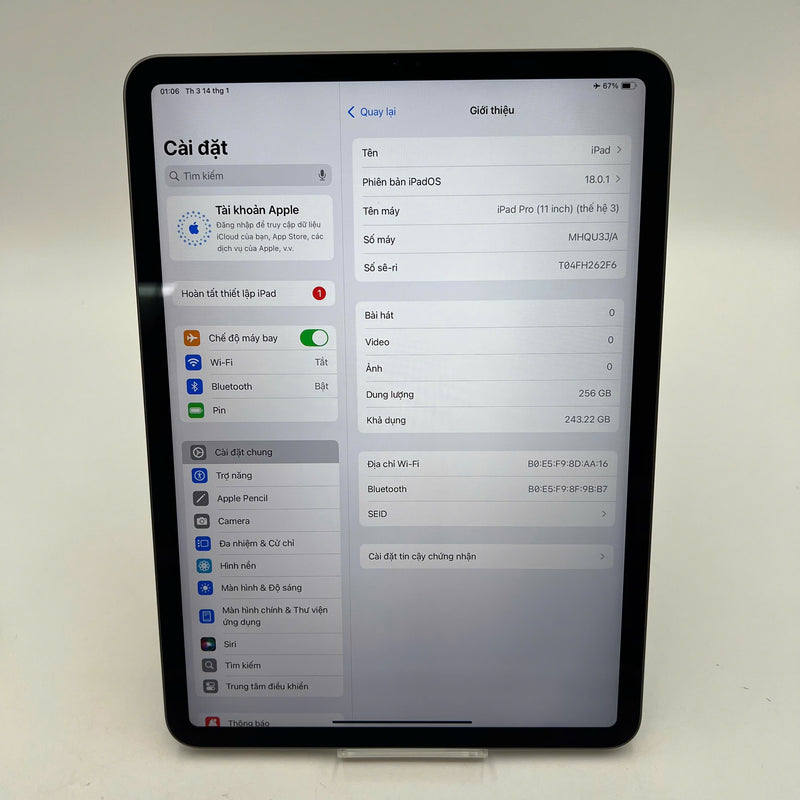 iPad Pro 2021 11in 256GB Xám Wifi 98% pin 88%