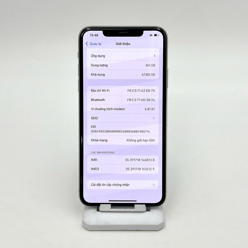 iPhone 11 Pro Max 64GB Bạc 98% pin 86%  Máy đã trả hết tiền mạng dùng như Quốc tế Apple (Đốm camera 1x, xước viền) - HH8138