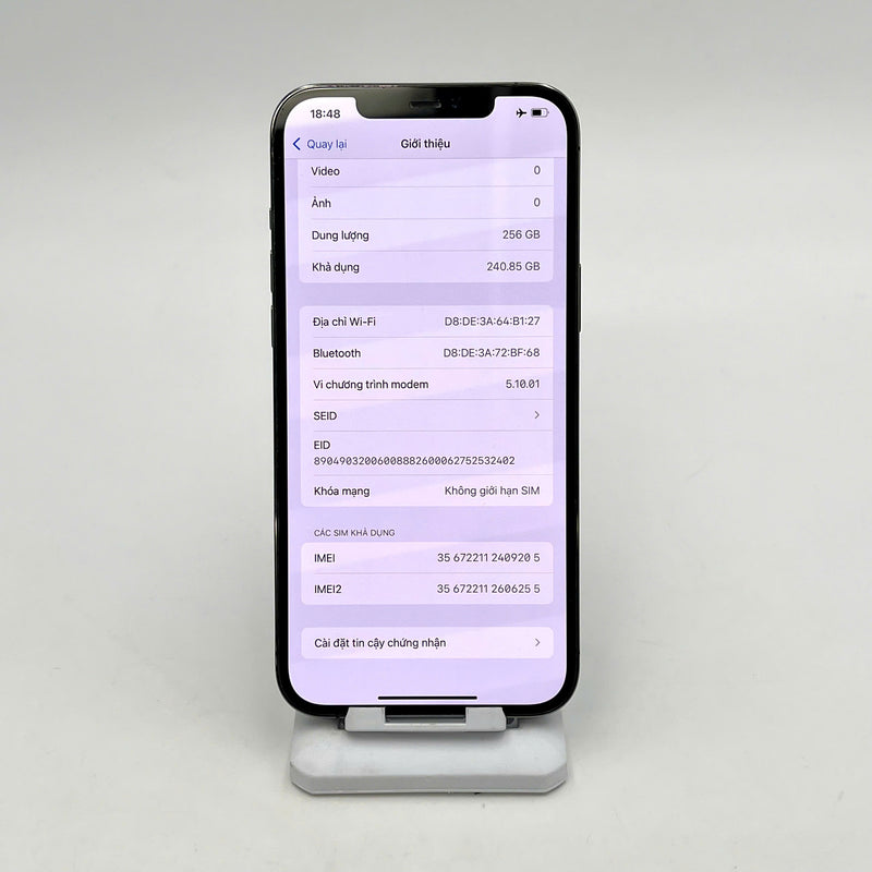 iPhone 12 Pro Max 256GB Đen 98% pin 87% DBH  Máy đã trả hết tiền mạng dùng như Quốc tế Apple (Đốm camera 2.5x) - HH9205
