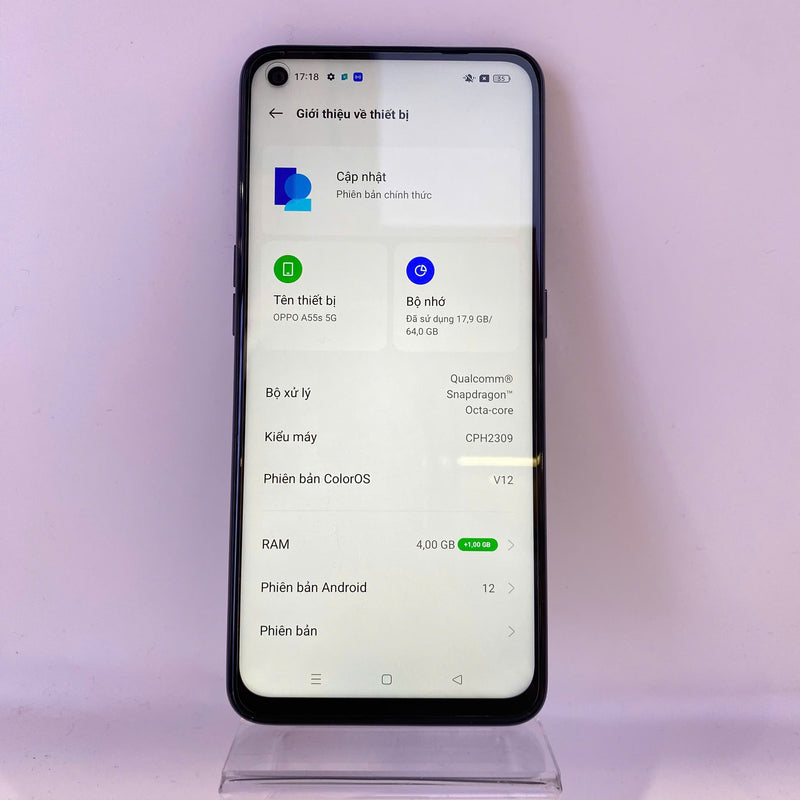 Oppo A55s 5G Đen 4GB｜64GB 98% Fulbox (Xước miếng dán màn hình)