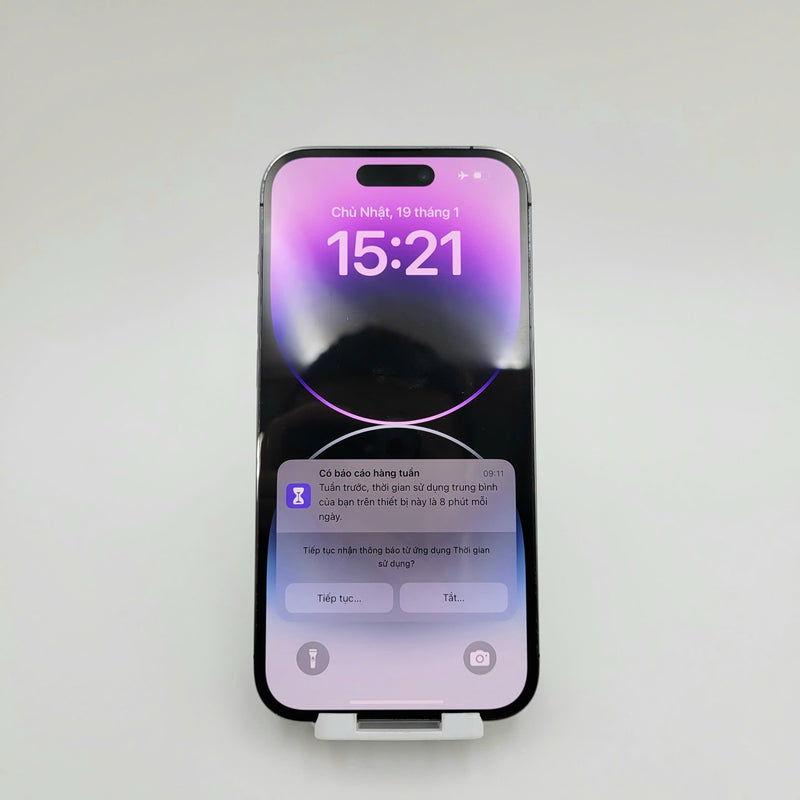 iPhone 14 Pro 256GB Tím 98% pin 100% Máy đã trả hết tiền mạng dùng như Quốc tế Apple (Đã thay pin - Đốm camera 3x, xước màn) - HH1823