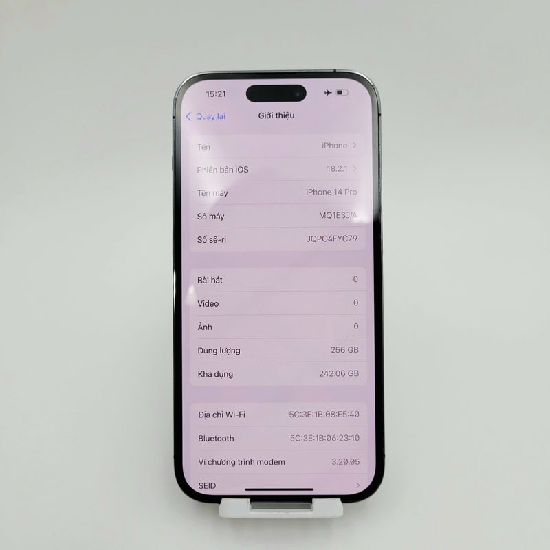 iPhone 14 Pro 256GB Tím 98% pin 100% Máy đã trả hết tiền mạng dùng như Quốc tế Apple (Đã thay pin - Đốm camera 3x, xước màn) - HH1823