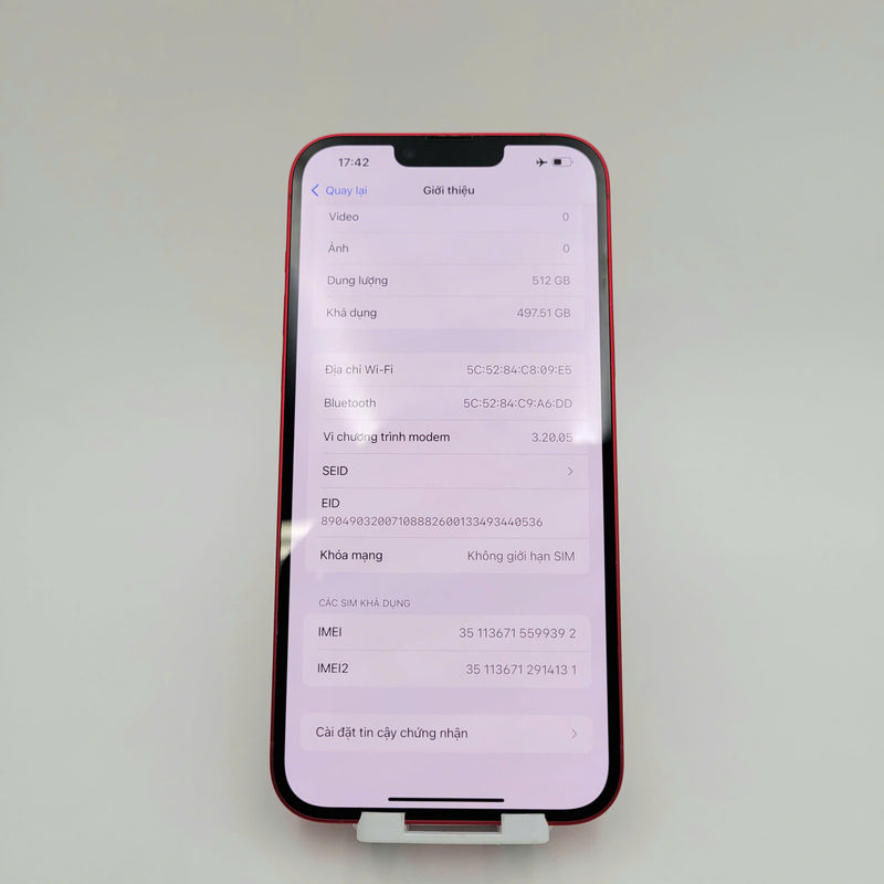 iPhone 14 Plus 512GB Đỏ 98% pin 100% Quốc tế Apple (Đã thay pin, xước viền Camera, lún nút nguồn) - HH9392