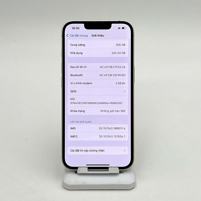 iPhone 13 256GB Trắng 98% pin 85%  Quốc tế từ AU (Không dùng sim AU - xước viền camera)  - HH8196