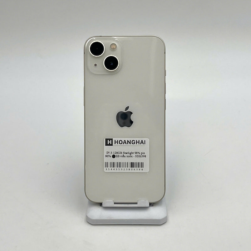 iPhone 13 128GB Trắng 98% pin 86%  Máy đã trả hết tiền mạng dùng như Quốc tế Apple (viền xước) - HH6398