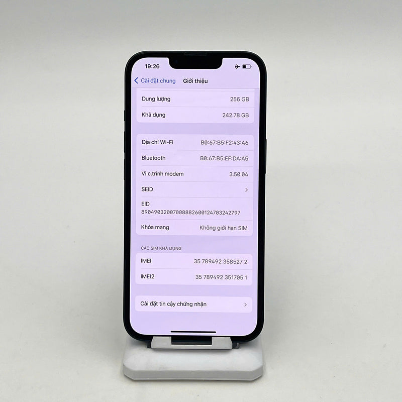 iPhone 13 256GB Đen 98% pin 87%  Quốc Tế Apple (viền xước) - HH5272