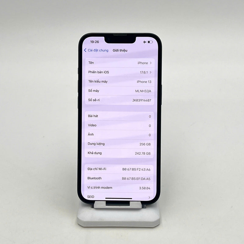 iPhone 13 256GB Đen 98% pin 87%  Quốc Tế Apple (viền xước) - HH5272
