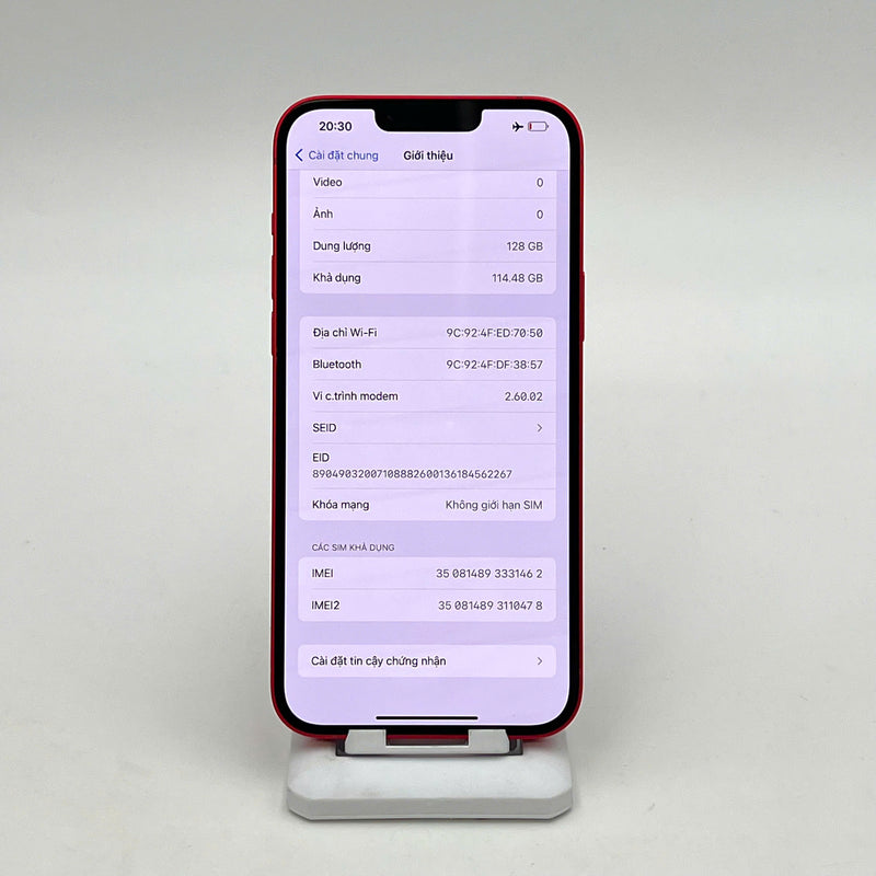 iPhone 14 Plus 128GB Đỏ 98% pin 89%  Máy đã trả hết tiền mạng dùng như Quốc tế Apple  - HH1462
