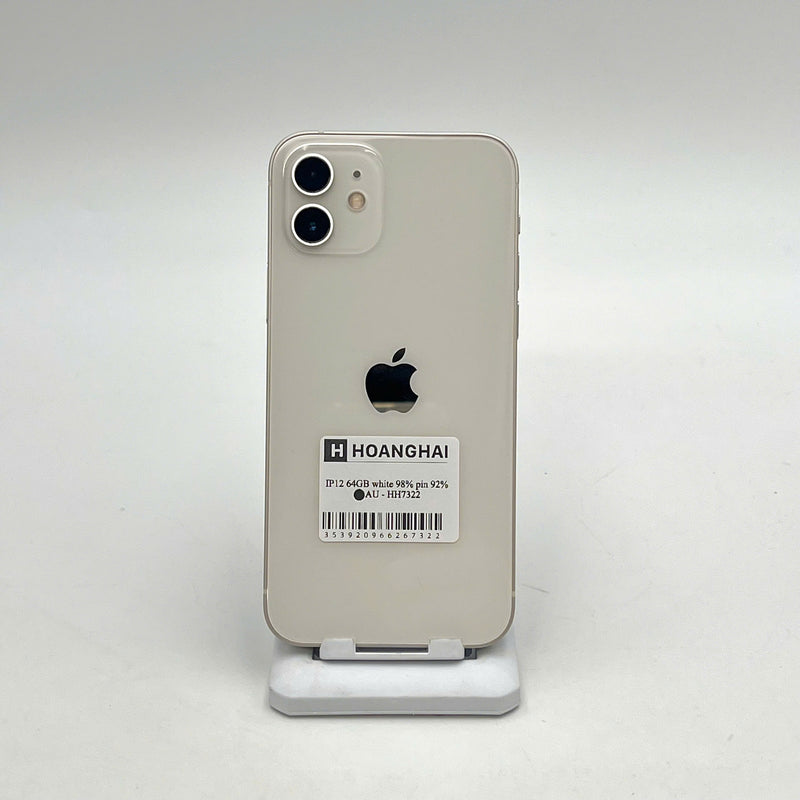 iPhone 12 64GB Trắng 98% pin 92%  Máy đã trả hết tiền mạng dùng như Quốc tế Apple  - HH7322