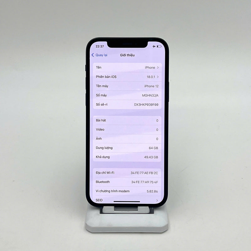 iPhone 12 64GB Đen 98% pin 87%  Máy đã trả hết tiền mạng dùng như Quốc tế Apple  - HH8910