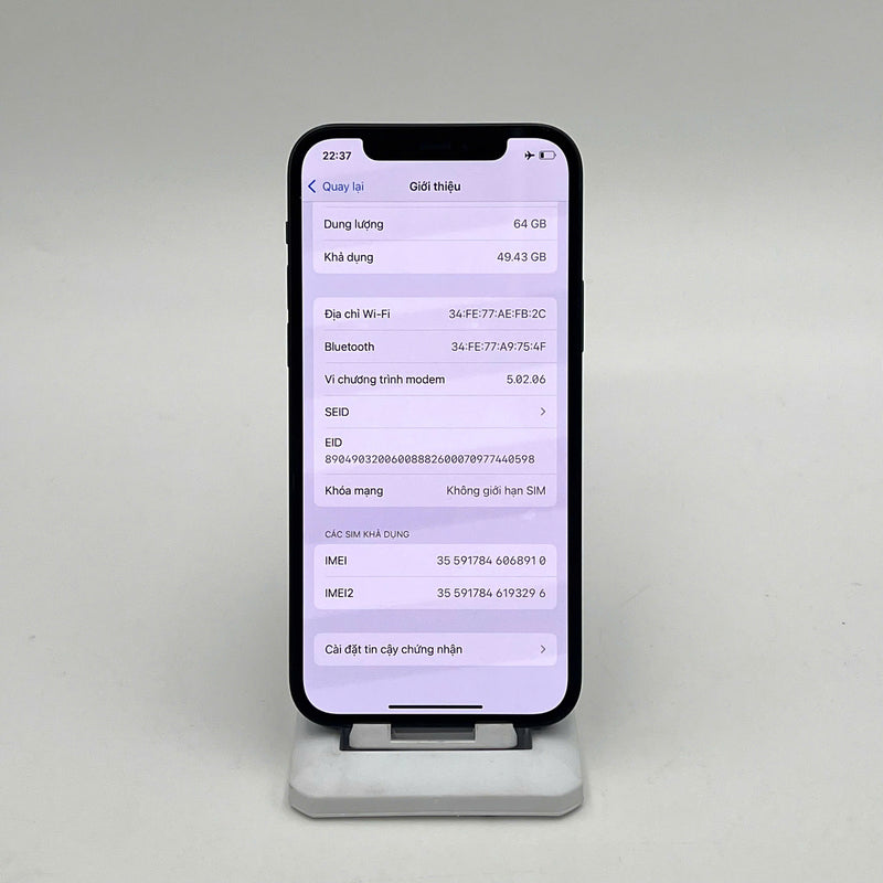 iPhone 12 64GB Đen 98% pin 87%  Máy đã trả hết tiền mạng dùng như Quốc tế Apple  - HH8910